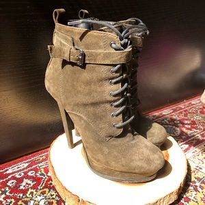 Army green pump boot heels